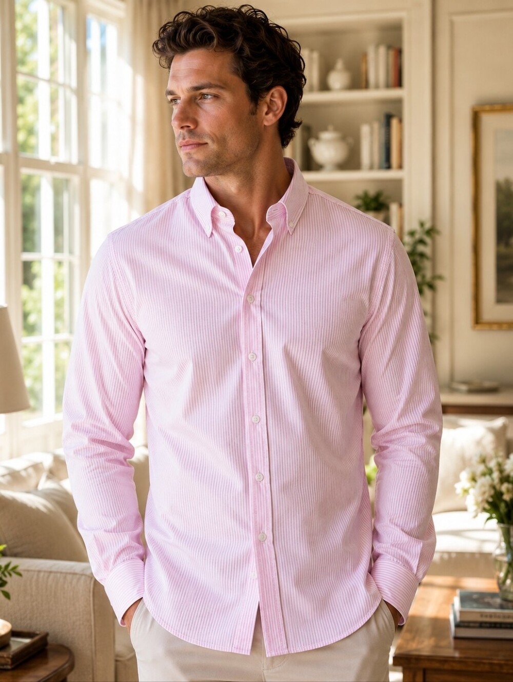 Haight & Ashbury Pink Pinstripe Dress Shirt – Slim Fit Button Down